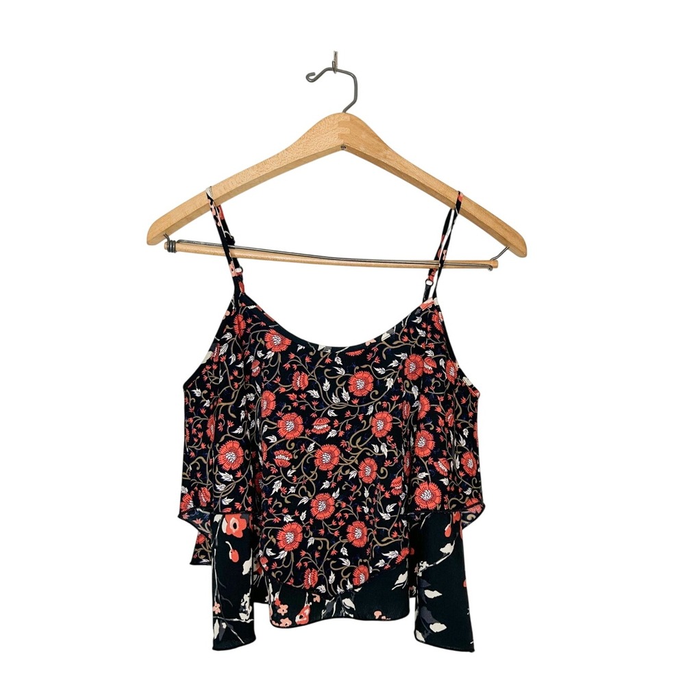Band of Gypsies Boho Floral Print Sleeveless Flowy Cropped Tank Top Small S